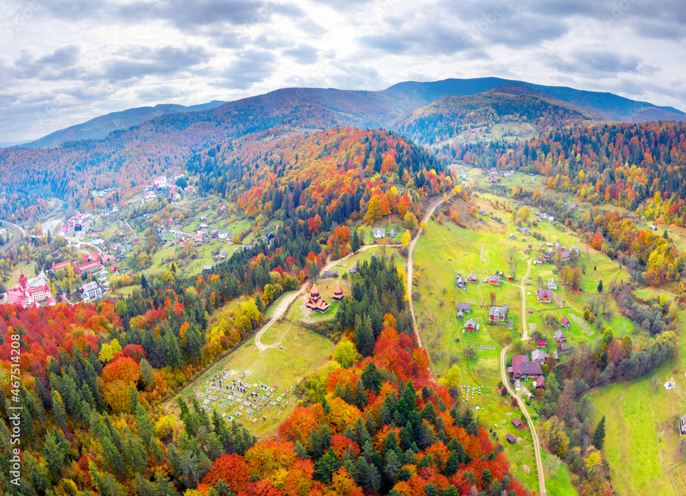 Temple Carpathians autumn mountains