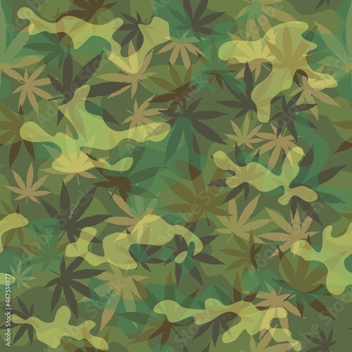 
Camouflage vector with cannabis leaves seamless vector pattern, trendy stylish print