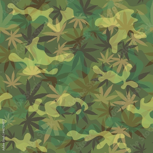  Camouflage vector with cannabis leaves seamless vector pattern  trendy stylish print