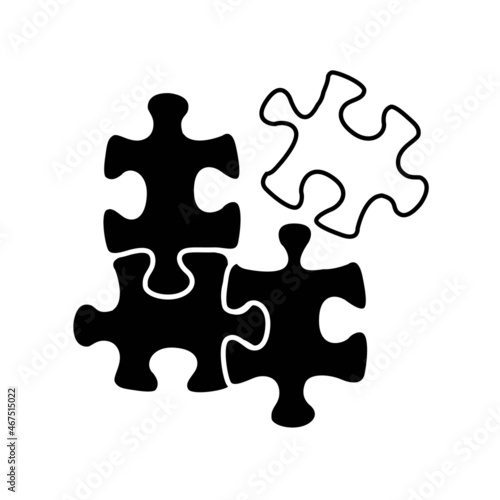 puzzles black icon on white background vector illustration