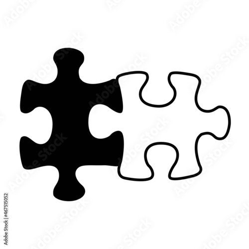 puzzles line icon on white background vector illustration