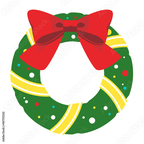 リボンがついたクリスマスリースのイラスト