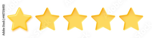 5 gold stars for product review  3d yellow or golden ranking symbols in row for feedback
