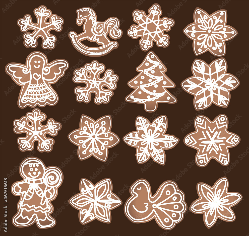 cookies new year christmas hand drawing red background cookies new year christmas hand drawing red background