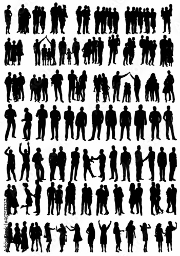 people set black silhouette isolated, vector