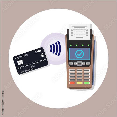 Payment by credit card POS terminal is wireless in one touch. The concept of NFC payment.