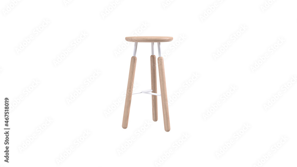 Front view of light wooden stool isolated on white background Front view of light wooden stool isolated on white background