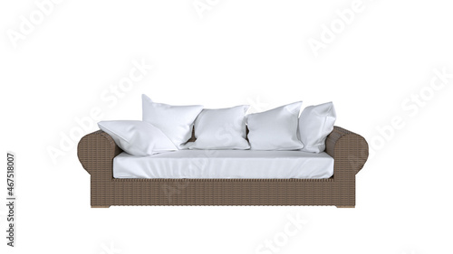   Front view of Outdoor three seater modern sofa isolated on white background (ID: 467518007)