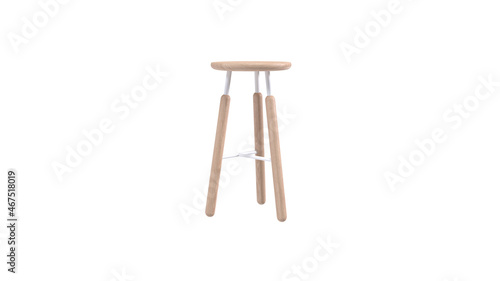  Front view of light wooden stool isolated on white background (ID: 467518019)