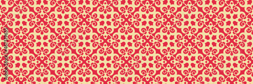 Abstract backgrounds pattern with red decorative ornament on a light beige background for your design. Seamless background for wallpaper, textures. Vector illustration.