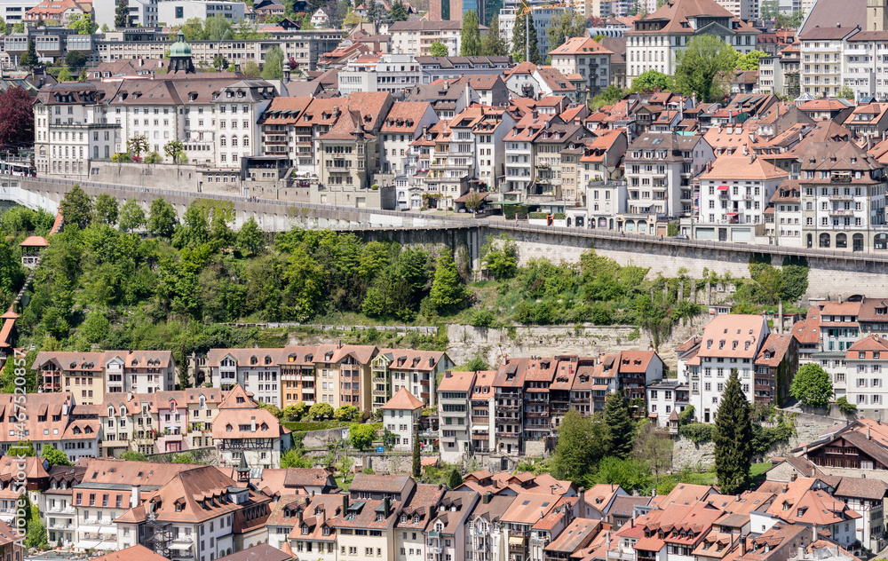 Maisons à Fribourg vues des hauteurs