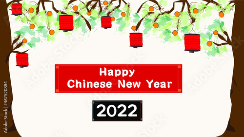 Happy  Chinese new year in orange garden 2022