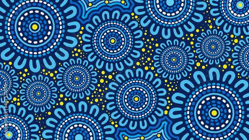 Blue Aboriginal Dot Design - Ready to print