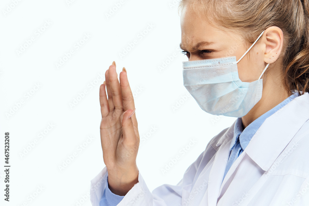 female laboratory assistant in white coat chemical solution analyzes research female laboratory assistant in white coat chemical solution analyzes research