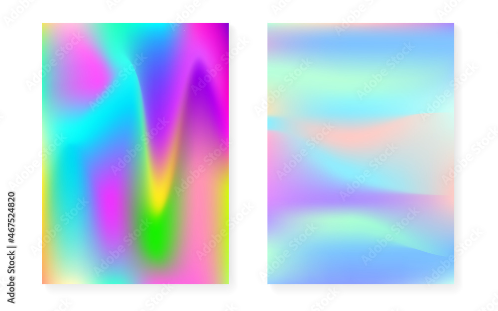 Fototapeta premium Holographic gradient background set with hologram cover.
