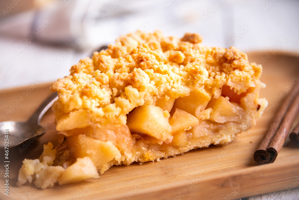 Apple pie, traditional homemade fruit cake with cinnamon