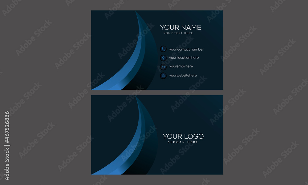 Naklejka premium Modern navy blue business card design template with abstract style 