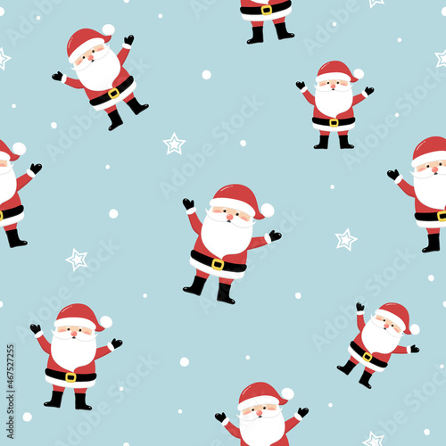 Christmas texture with Santa Claus. Seamless pattern. Vector