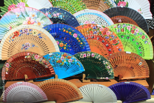 Colourful traditional spanish fans