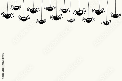 Background with funny spiders. Halloween design. Vector