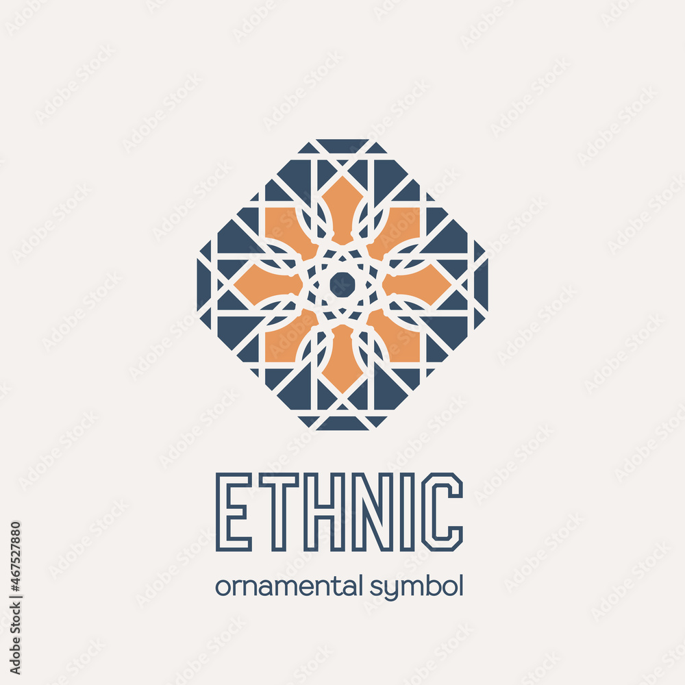 Mosaic arabic ornament. Vector circular emblem for ornamental design or logos Mosaic arabic ornament. Vector circular emblem for ornamental design or logos