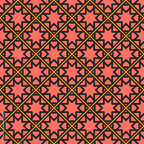Seamless texture with arabic geometric ornament. Vector oriental mosaic pattern