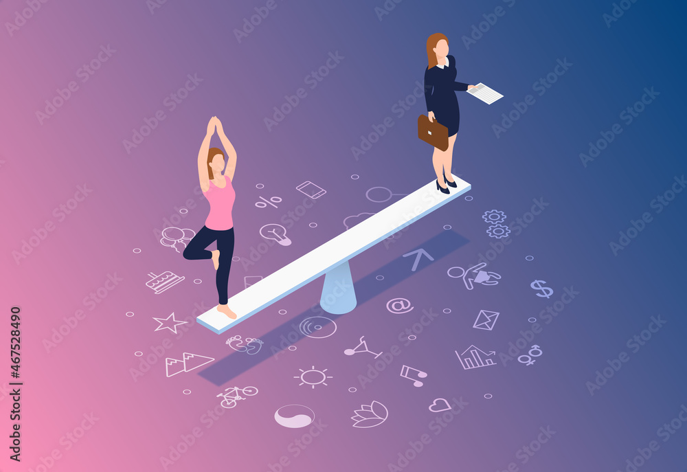 Work Life Balance Concept - Woman Trying to Balance Her Life with Her ...