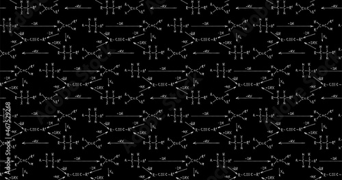 Chemical formula and outlines on blackboard. Vector seamless pattern. Scientific  and education background. 