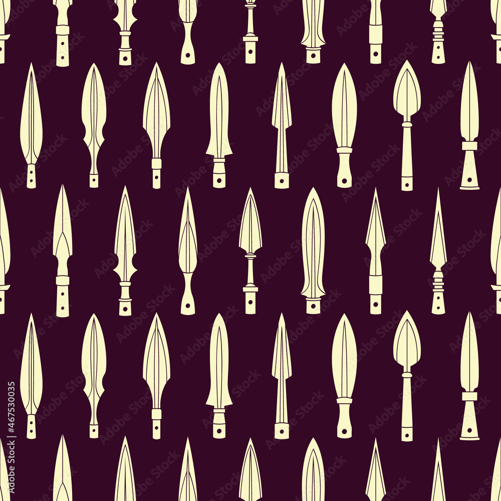 Seamless pattern with ancient spearheads for your project Seamless pattern with ancient spearheads for your project