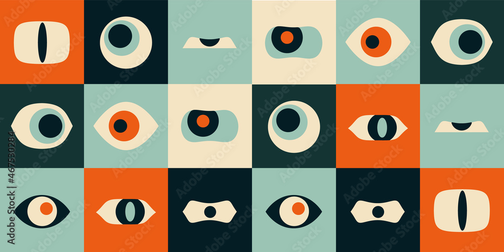 Eye. Different kind of eyes. The pattern is seamless. - obrazy, fototapety, plakaty 