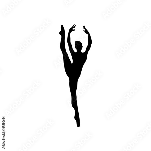 Creative silhouette of gymnastic girl. Art gymnastics dancing woman, vector illustration