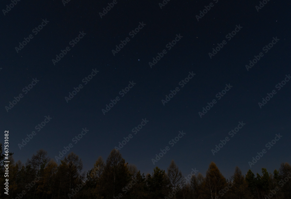 Enigmatic moon light in autumn night with bright stars Enigmatic moon light in autumn night with bright stars