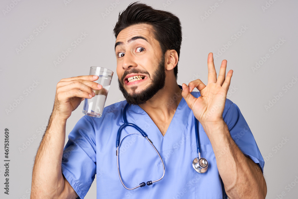 doctor nutritionist glass of water health close up stethoscope doctor nutritionist glass of water health close up stethoscope
