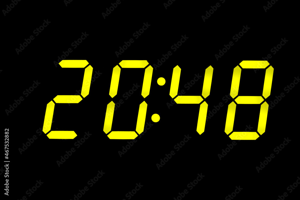 eighties fluo yellow alarm clock digits overlay