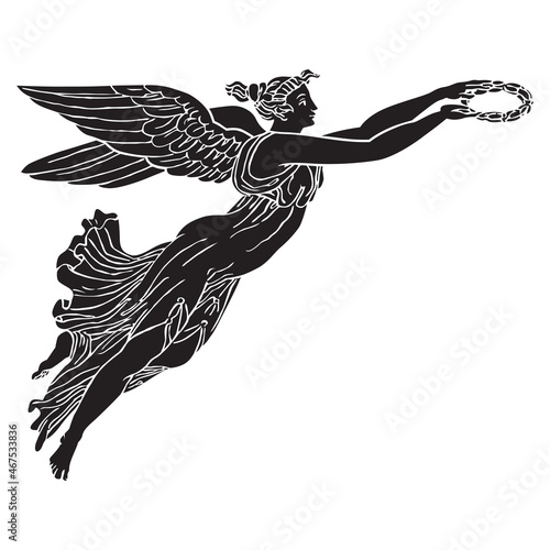 Ancient greek winged goddess silhouette  illustration 3