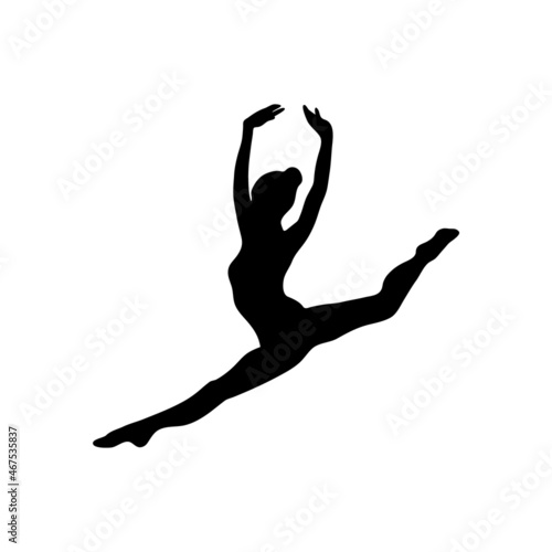 Creative silhouette of gymnastic girl. Art gymnastics dancing woman