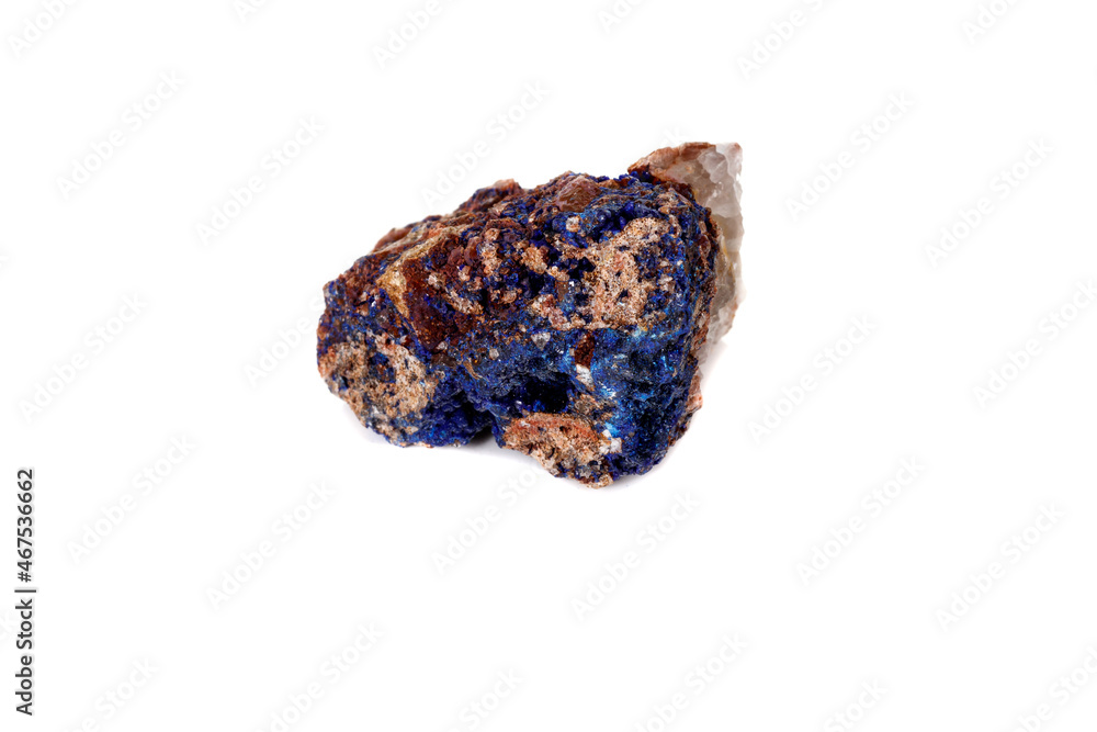 Macro mineral stone Malachite and Azurite against white background Macro mineral stone Malachite and Azurite against white background