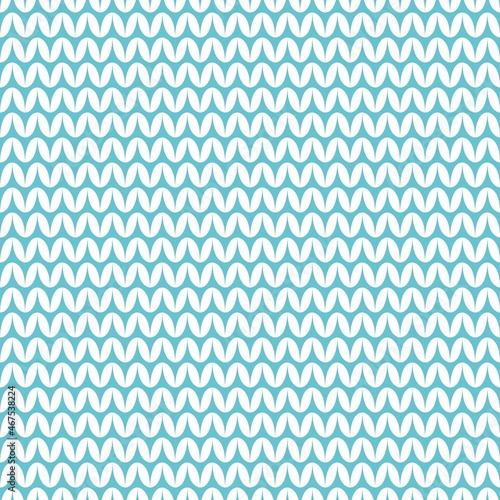 Tile blue zig zag knitting vector pattern or winter background