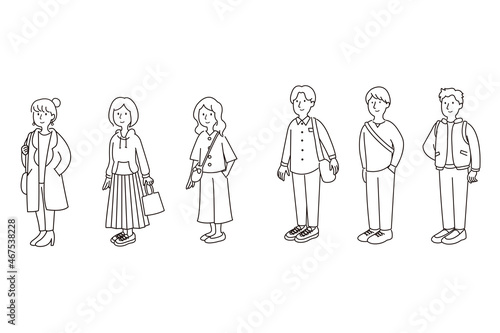 大学生ファッションイラスト線画