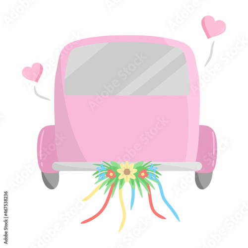 wedding car for wedding color illustration