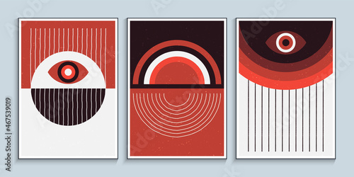 Minimalist contemporary posters template with primitive shapes elements