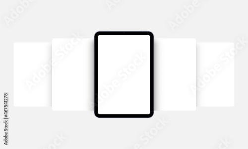 Tablet Mockup with Blank Web Pages, Front View. Vector Illustration
