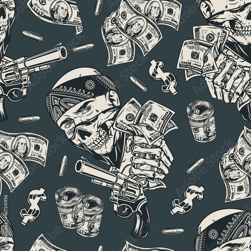 Money vintage seamless pattern