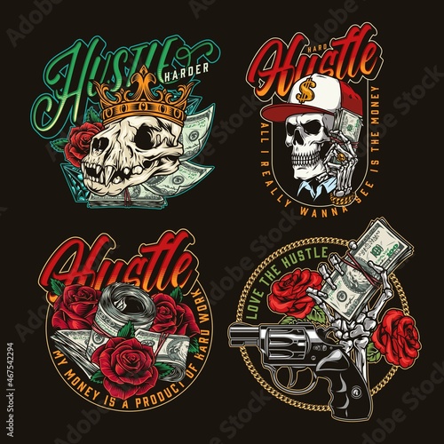 Money and hustle vintage labels