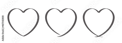 ハートのフレームイラストセット　手描きカリグラフィー風　バレンタイン　ホワイトデー　プレゼント