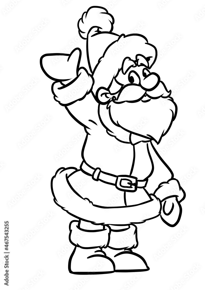 Santa Claus greeting hand congratulation new year postcard illustration cartoon coloring