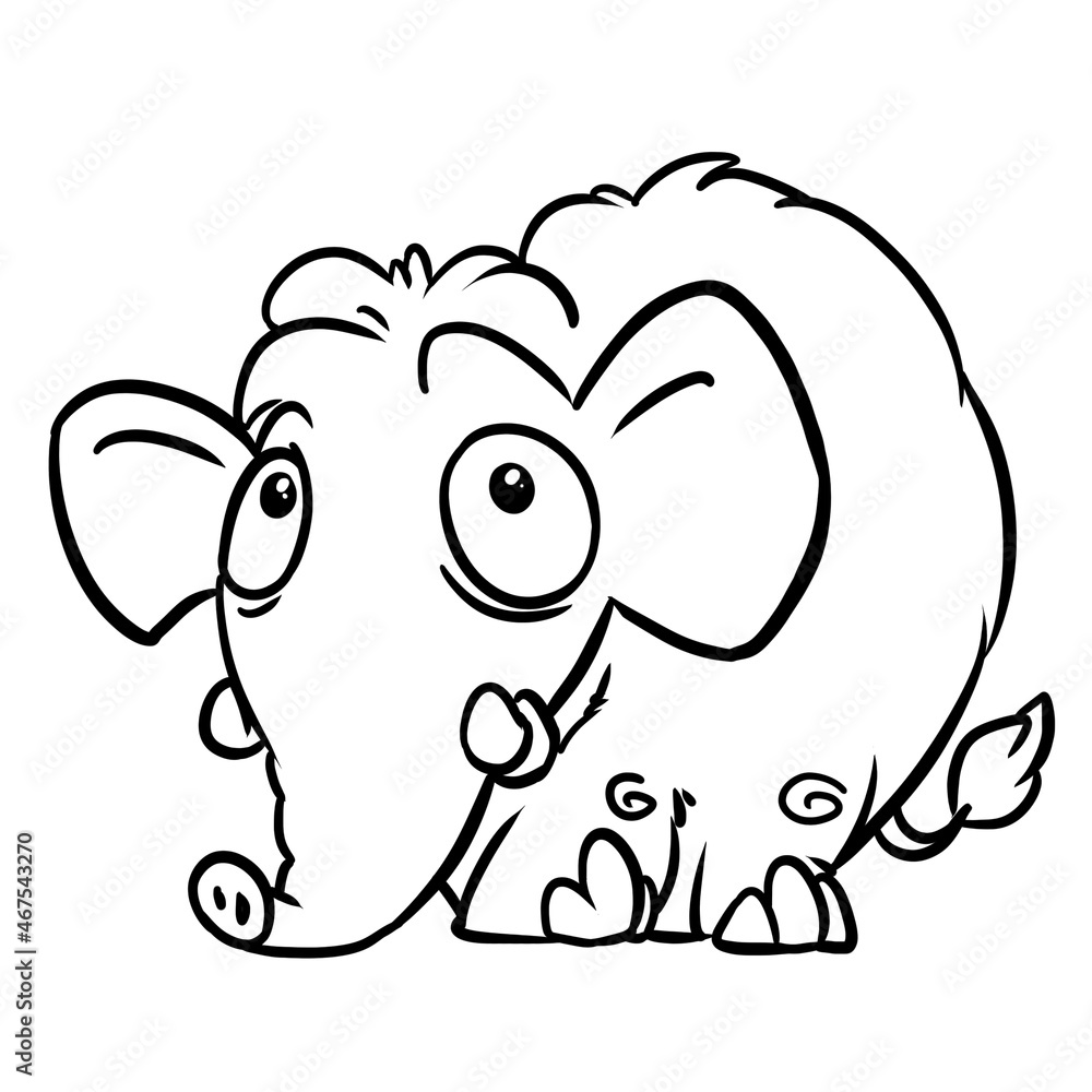 Little surprised elephant character postcard illustration cartoon coloring