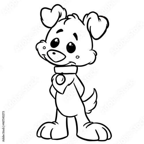 Little yellow dog puppy smile character illustration cartoon coloring
