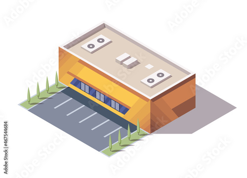 Wallpaper Mural Isometric supermarket or grocery store building.  isometric icon or infographic element representing mall building with parking lot. 3D shop market for city infrastructure Torontodigital.ca