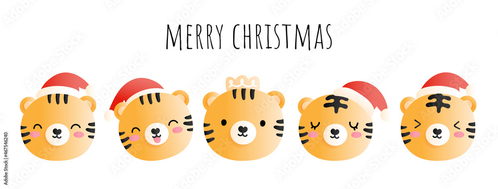 Christmas tiger banner. Year of the Tiger. Vector illustration Christmas tiger banner. Year of the Tiger. Vector illustration